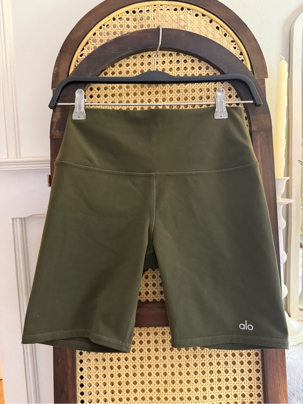 Alo High-Waist Olive Green Bike Shorts